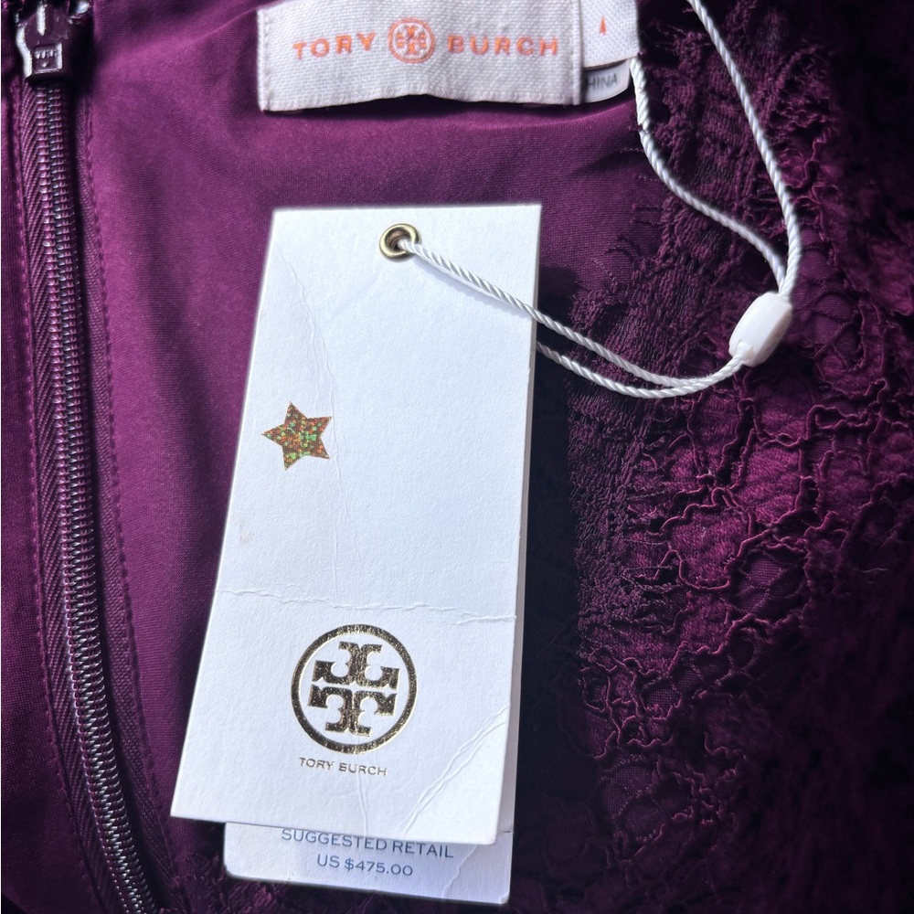 Tory Burch Burgundy Lace Midi Dress - Picture 4 of 5